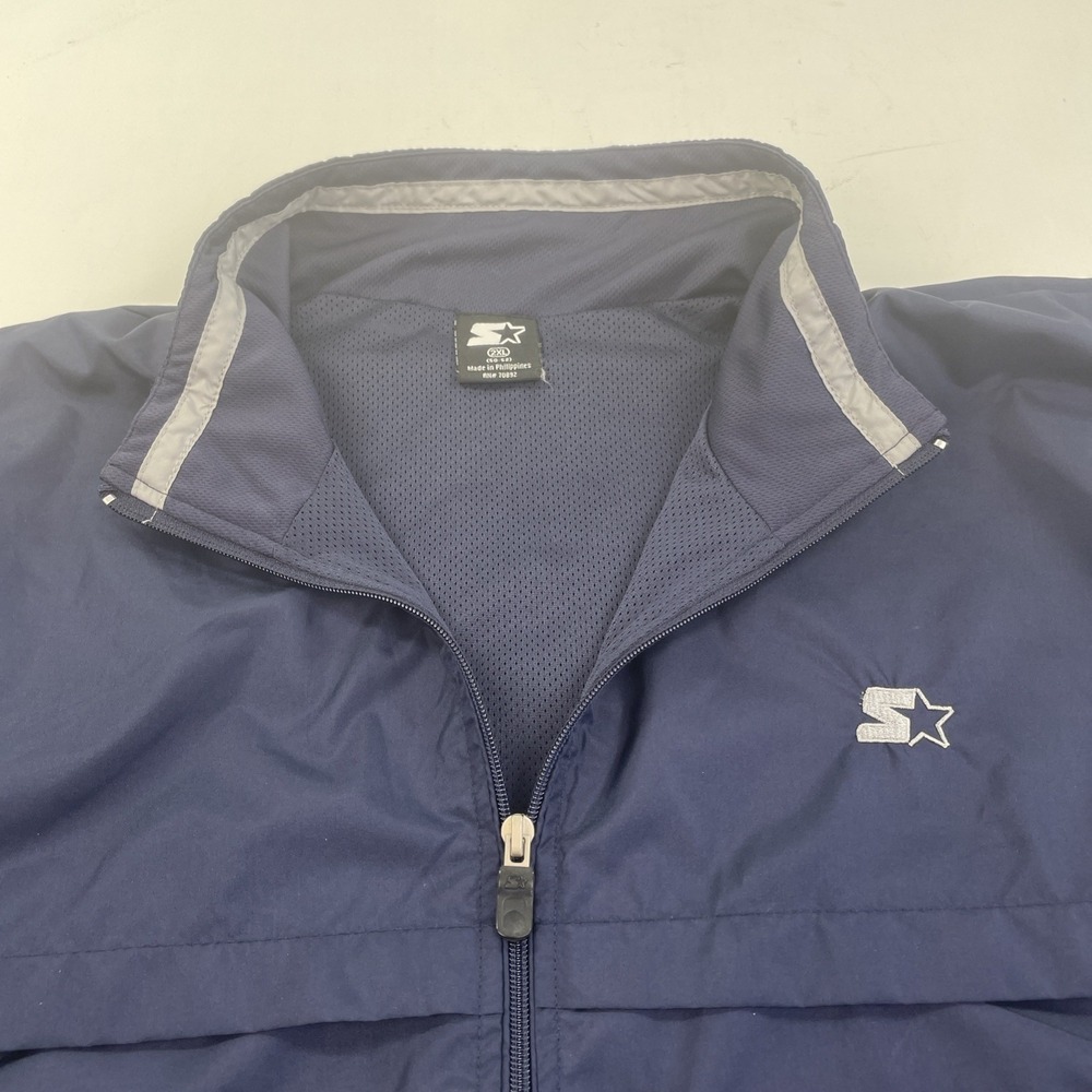 Starter Jacket Men's Size XXL Windbreaker Full Zip Track Stand Up Neck Navy Blue - Picture 4 of 9
